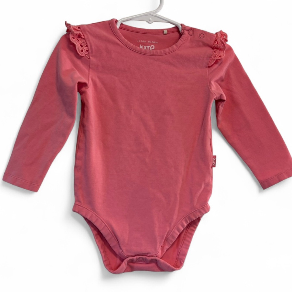 Kite Clothing Pink Long Sleeve Baby Bodysuit Organic Cotton Girl 12-18 Months